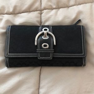 Coach black trifold wallet